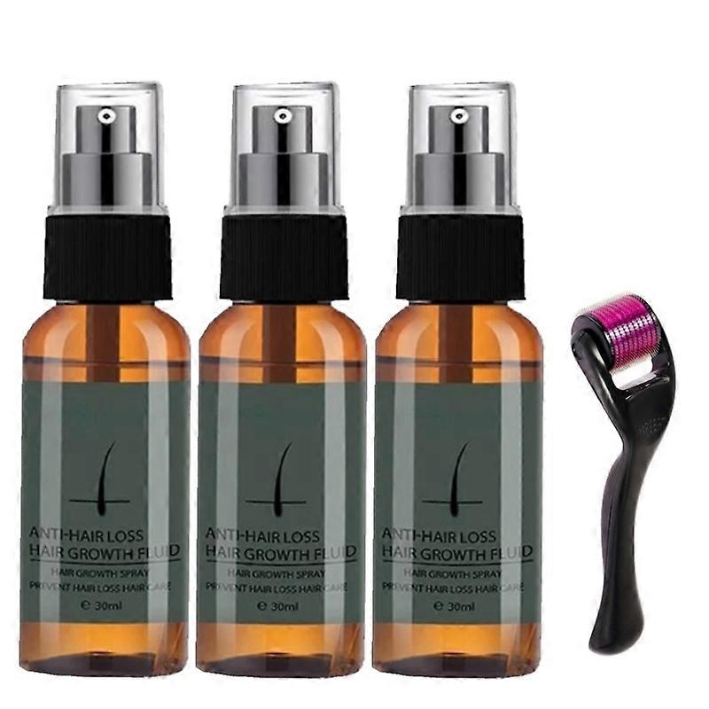 3Set Natural Beard Growth Roller Kit Men’s Beard Growth Oil Nourishing Enhancer Beard Oil Spray Anti Hair Loss With Beard Roller