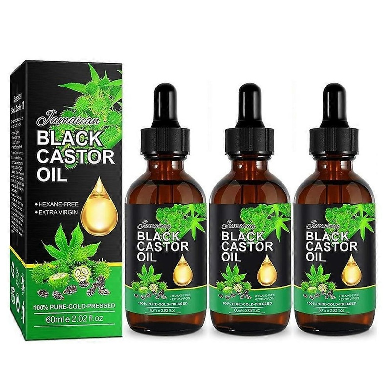 3X Jamaican Black Castor Oil, 100% Pure Natural Black Castor Oil For Hair, Treatment For Damaged Hair & Dry Skin, Cold Pressed Oil For Hair Growth