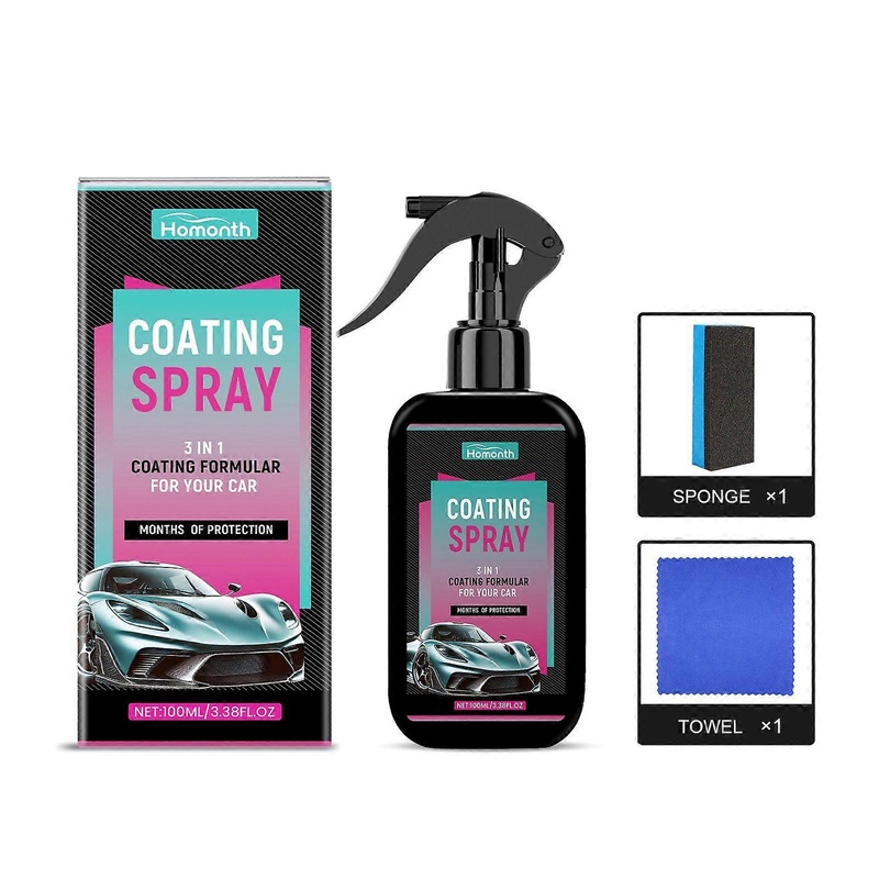 Quick Shine Coating Spray 110ml Fast Polishing Wax with Towel and Sponge for Paint Protection and Gloss