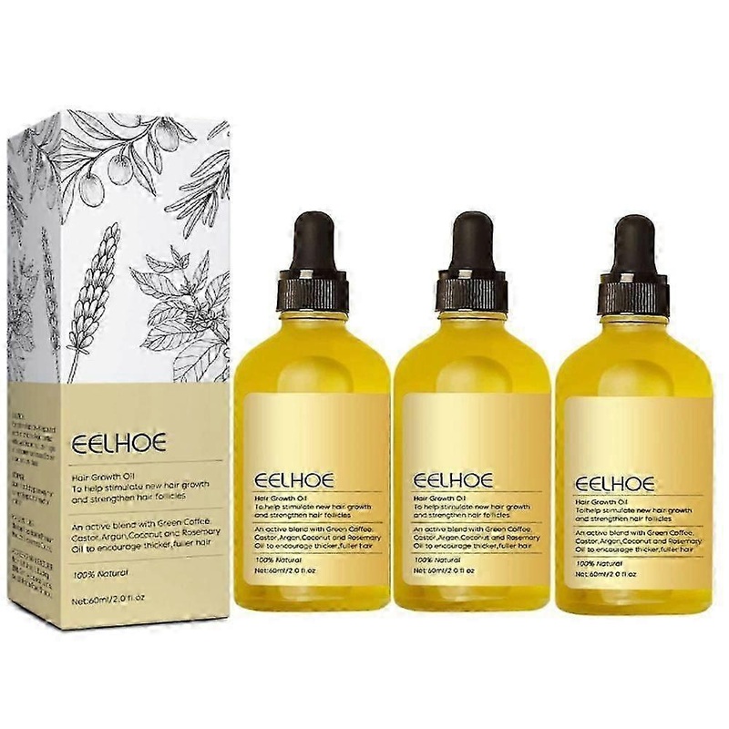 3Pcs Natural Hair Growth Oil, Veganic Organic Natural Hair Growth Oil 60ml
