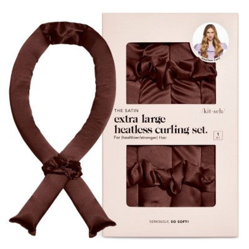 Kitsch XL Satin Heatless Curling Set – Chocolate 3pk – Imperfect Box