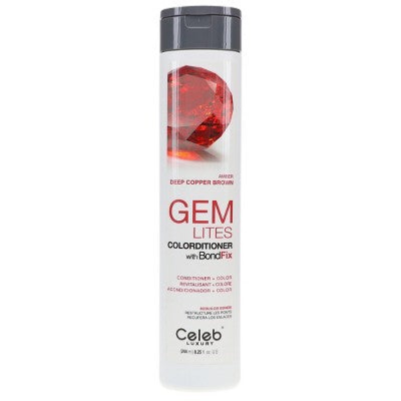Celeb Luxury Gem Lites Colorditioner with BondFix Amber Deep Copper Brown 8.25 oz – New