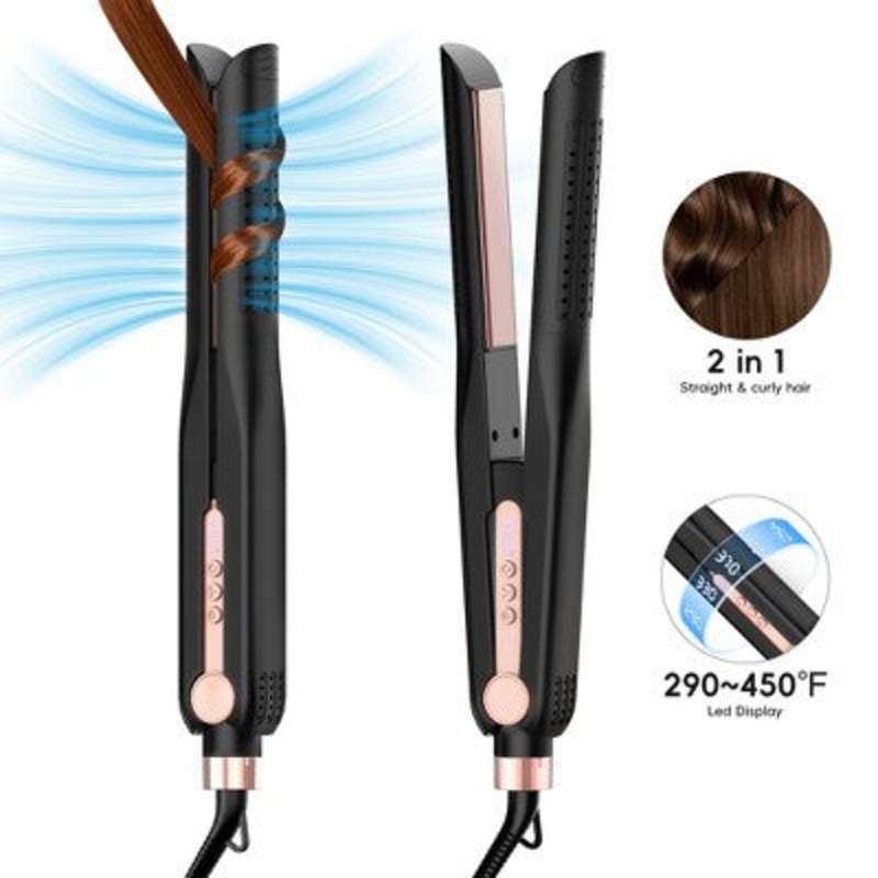 NICEBAY Airflow Styler, Titanium Hair Straightener & Curling Iron with Cooling Air Vents, 5 Temps, Dual Voltage & Auto Shutoff – Imperfect Box
