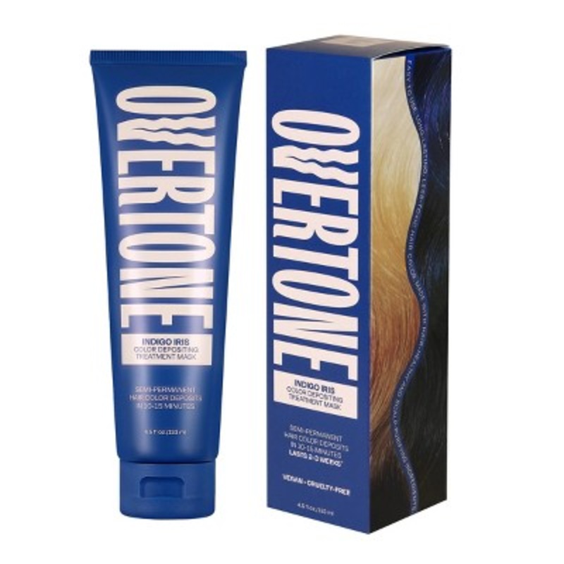 Overtone Indigo Iris Hair Mask Semi-Permanent Hair Dye & Color Conditioner Blue for Brown & Blonde Hair – New