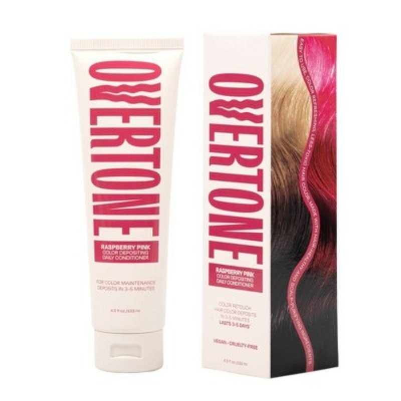 Overtone Raspberry Pink Daily ConditionerSemi-Permanent Pink Hair Color All Hair Types 4.5 oz Color-Depositing – New