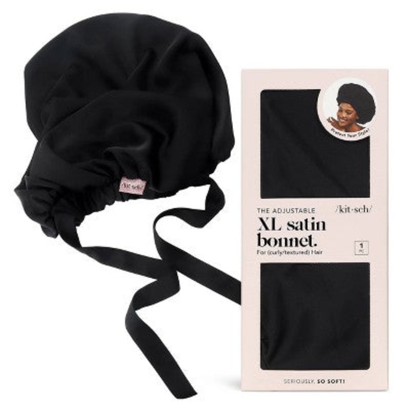 Kitsch Satin Sleep Hair Bonnet Black – Imperfect Box