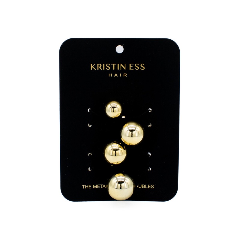 Kristin Ess The Metallic Pony Baubles Hair Elastics 2 pack Gold – New