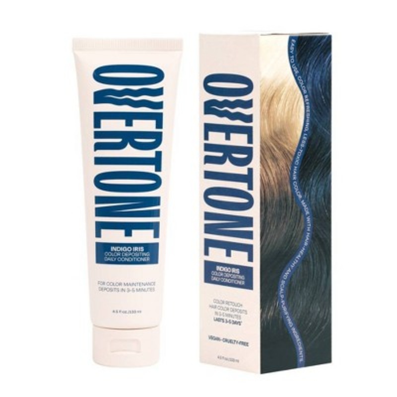 Overtone Indigo Iris Daily Conditioner- Semi-Permanent Blue Hair Color 4.5 oz – New