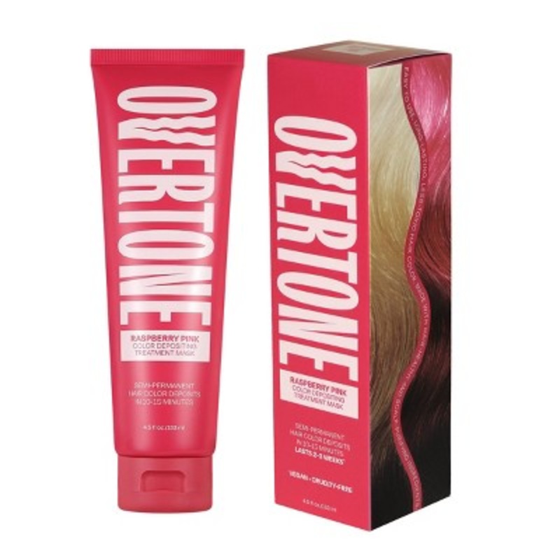 Overtone Raspberry Pink Hair Mask Semi-Permanent Hair Dye & Color Conditioner – New