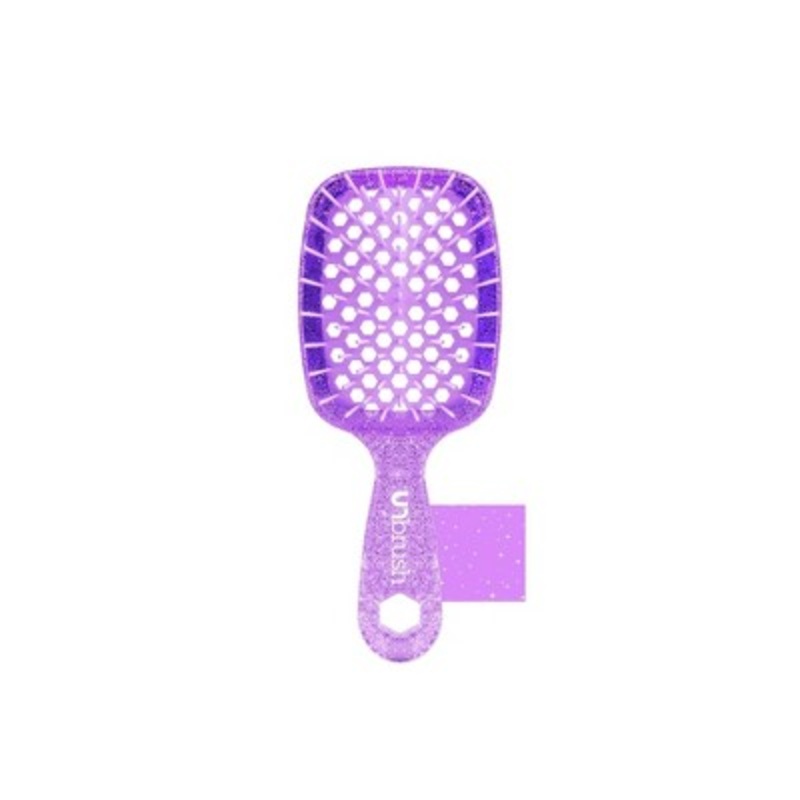 UNbrush Mini Glitter Detangling Hair Brush Amethyst Lavender – New