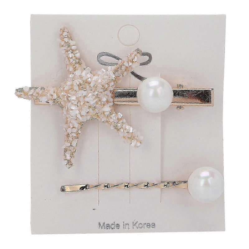2025 2Pcs False Pearl Starfish Clips Set Side Bangs Headwear Hair Accessories Barrettes for Girls Women