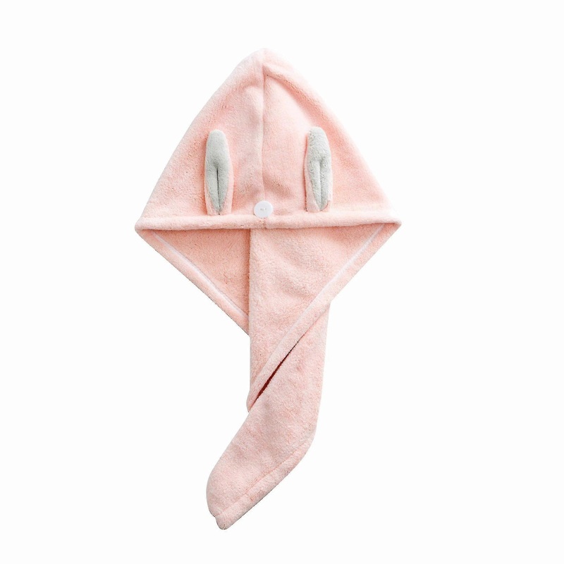 Rabbit Ears Hair Turban Super Absorbent Turban Quick Dry Turban With Button For Women Girl (2pcs, Pink+purple) Riilq