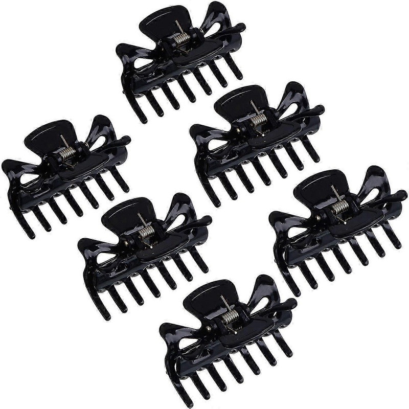 Stylish Hair Clips for Women, French Hair Clip Set with No Slip Grip & Decorative Hair Accessory, 6 Pieces Black Plastic for Daily Wear