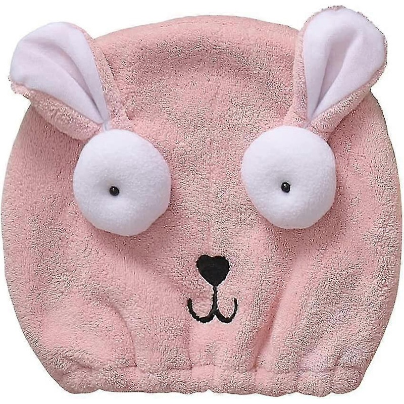 Wabjtam Cute Hair Drying Cap For Girls Teens Kids Shower Cap Soft Absorbent Hair Drying Towel Head Wrap Coral Fleece Dry Hair Hat Quick Drying For Bat