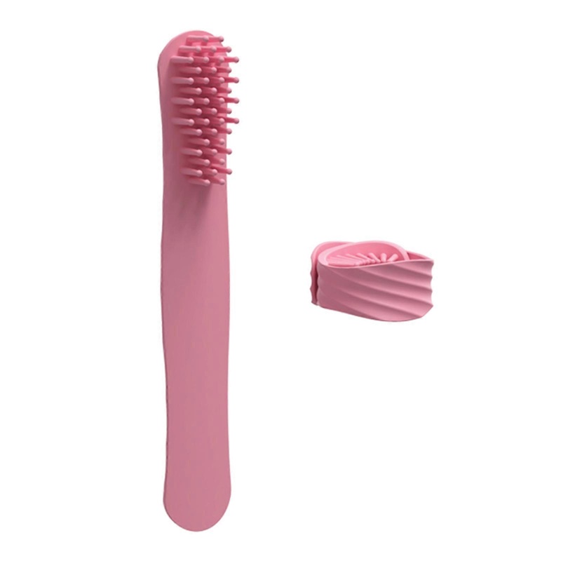 Convenient Silicone Hair Comb with Quick Patting Feature Great for Home Salon and Travel Use  Pink