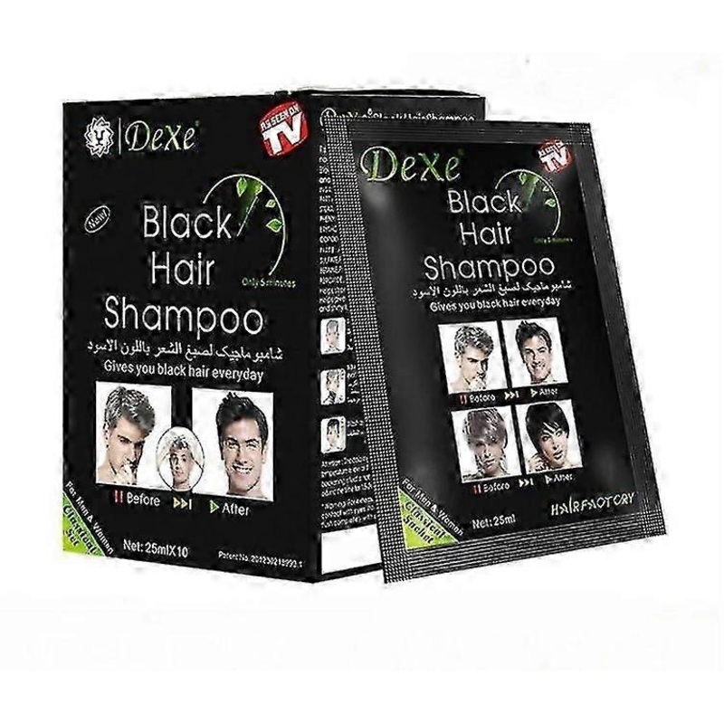 Dexe 5-Minute Instant Black Hair Colour Shampoo, 10-Pack for Quick and Easy Dyeing at Home