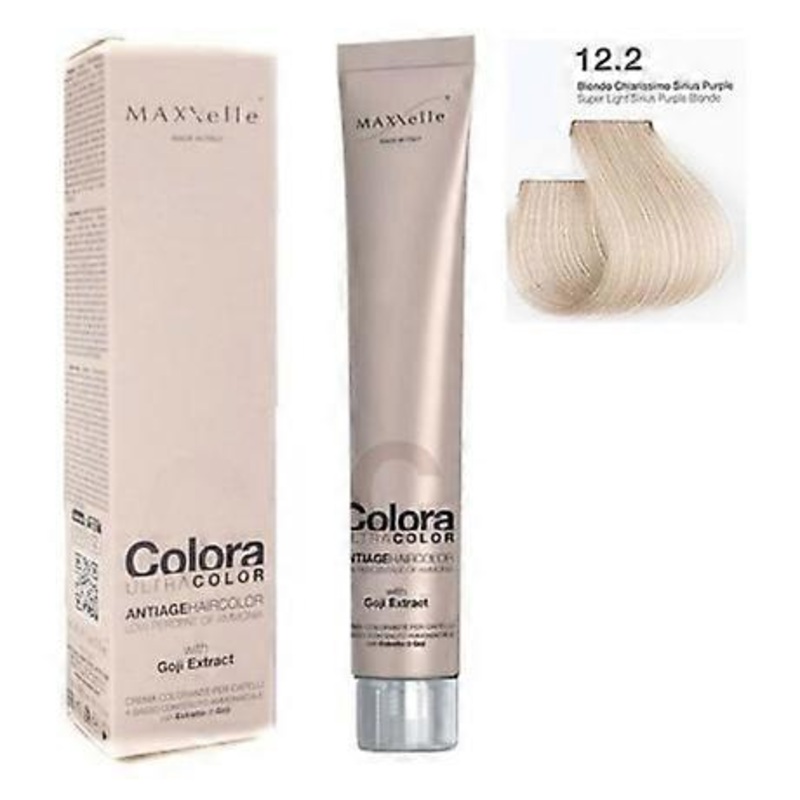 Super Light Sirius Iceberg Blond Intens 12.2 Hair Color Colora Maxxelle With Natural Fruit Of Goji  – 100 Ml