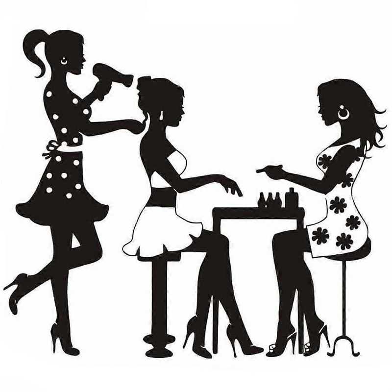 Waterproof Hair Cutting Girls Beauty Salon Barbershop Wall Sticker Decorative Background(L)