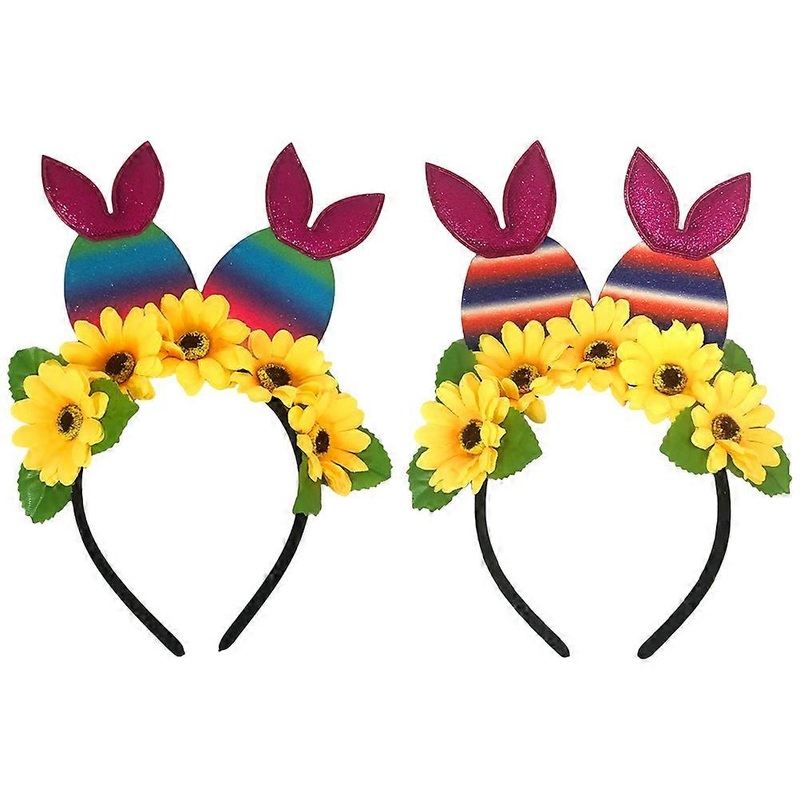 2Pcs Rabbit Ear Hair Hoops for Women Girls Assorted Color Perfect for Costume Party and Cosplay