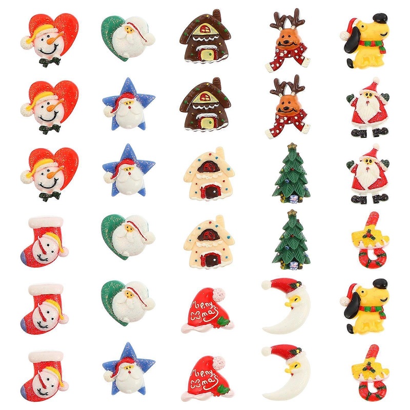 Assorted Color Flat Back Christmas Resin Charms For DIY Decorations Ideal For Gift Givers And Scrapbook Crafts 30PCS