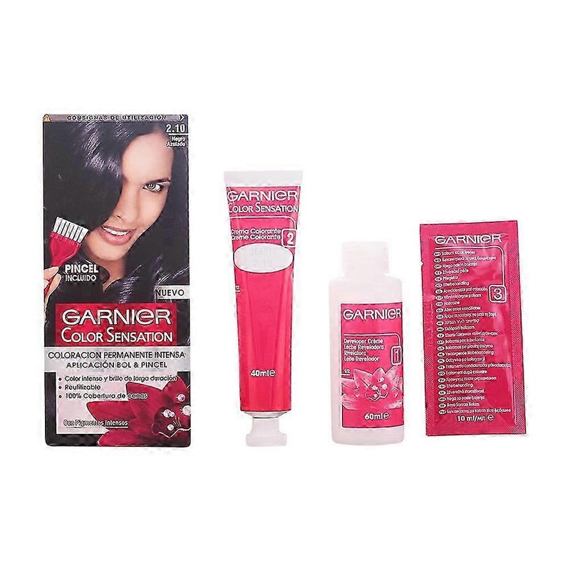Garnier Color Sensation 2.10 Bluish Black hair dye for vibrant color.