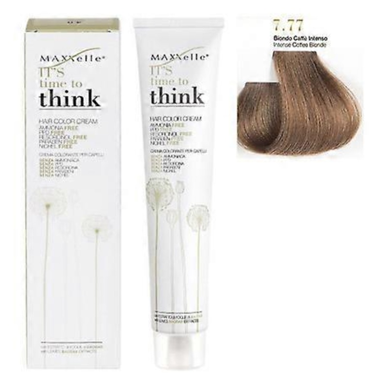 Intense Coffee Blonde 7.77  Ammonia-free Hair Color With Argan Oil Think  Maxxelle 100ml