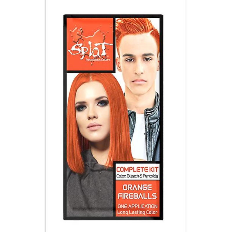 Splat Complete Kit, Orange Fireballs, Semi-permanent Orange Hair Dye With Bleach