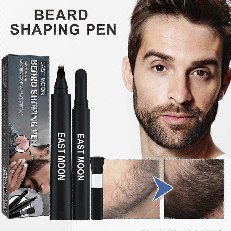 3-in-1 Beard Pen, Filler and Brush Set for Men, Pen for Natural Looking Beard Shape, Long Lasting Coverage BLACK 3-set