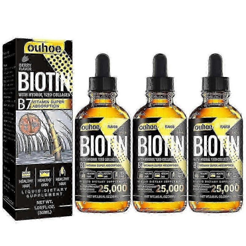 3x Biotin Hair Growth Oil with Vitamin B7 for Preventing Loss and Restoration, 30ml UK Hair Care Treatment