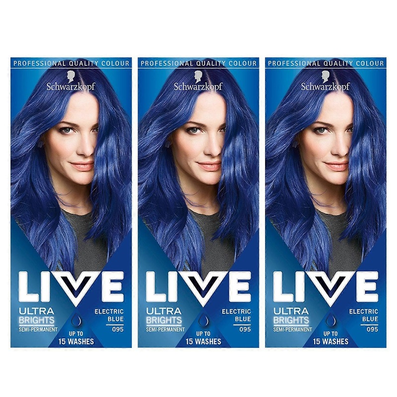 3x Schwarzkopf Live Ultra 2in1 Bright PermanentColour HairDye,095 Electric Blue