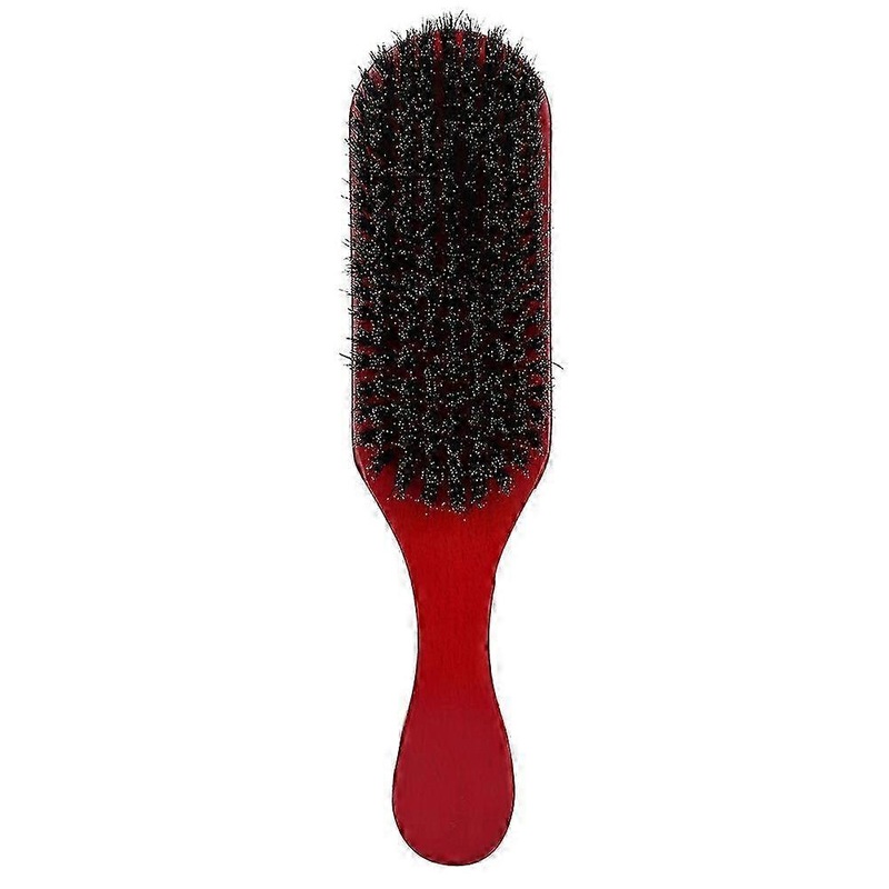 Wooden Handle Beard Shape Brush Comb Oil Head Comb Brush Hairdressing Brush (Red)