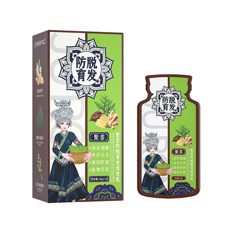 10x20g Ginger Plant Extract Anti-Hair Loss Hair Shampoo, Nourishing Regrowth Hair Shampoo for All Hair Types