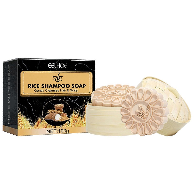 2025 Latest Model  Rice Anti-Slip Shampoo Soap, Moisturizes Scalp Cleans Hair