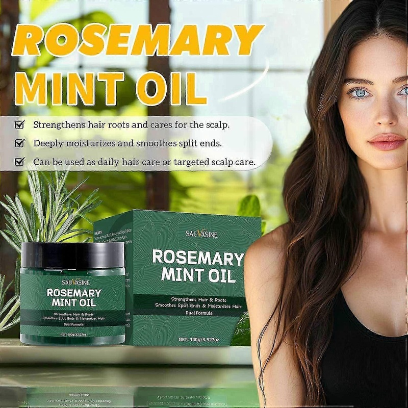 2025 Rosemary Mint Oil for Hair Growth, Strengthening Strong Roots, Nourishes Dry Scalp, Smoothes Split Ends, Natural Rosemary Hair Oil for All Hair T