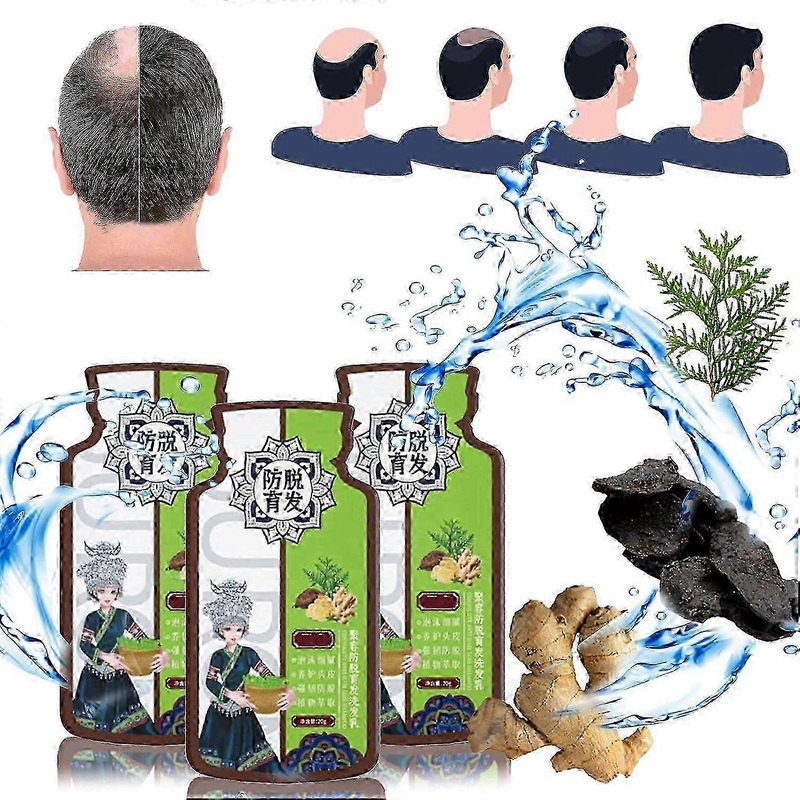 10-30 Bags Ginger Plant Extract Anti-Hair Loss Shampoo, Ginger Shampoo For Hair Growth, Natural Anti-Hair Loss Hair Shampoo For All Hair Types