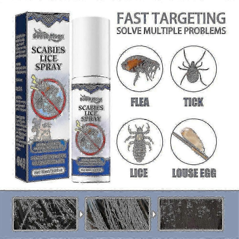South Moon Head Lice Removal Spray Hair Removes Lice And Fleas Removes Lice Eggs And Pubic Lice (rui)  | 3762947921264_Lucky_B