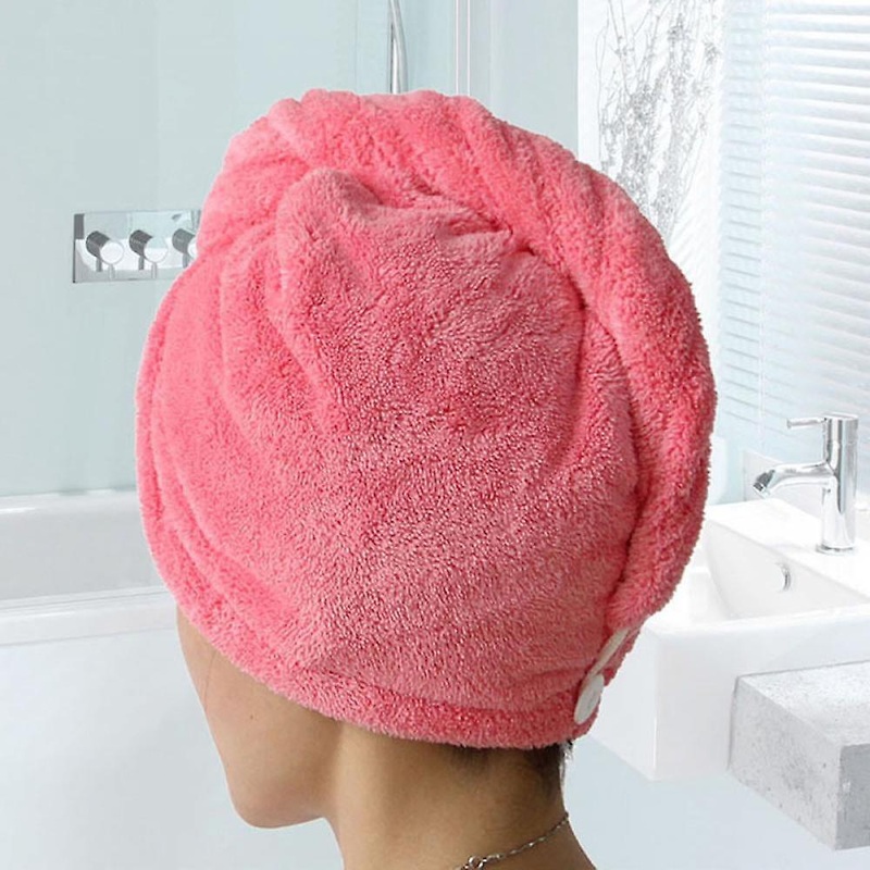 2 Pack Coral Fleece Quick Hair Dry Hat Hair Towel Wrap for Women, Super Absorbent Quick Dry Hair Turban for Drying Long Hair(Rose)