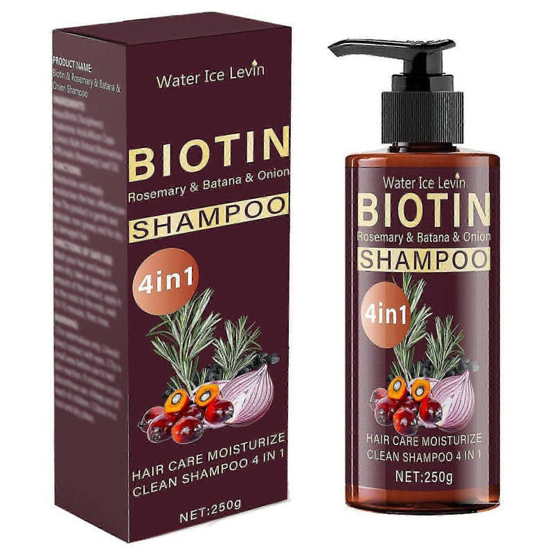 2025 Biotin 4 in1 Hair Shampoo with Rosemary, Batana & Onion Extract – Deep Cleansing, Moisturizing, Anti-Hair Loss & Fluffy Smooth Treatment for Stro