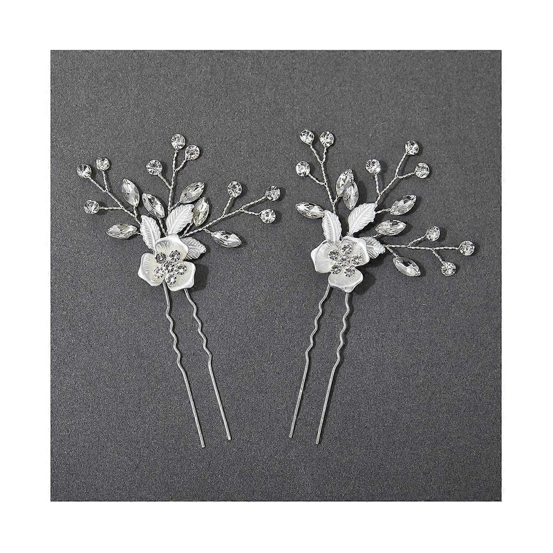 2Pcs Wedding Hair Pins Bridal Rhinestone Wedding Hair Accessories Hair Pieces for Brides Bridesmaid,Rose Gold