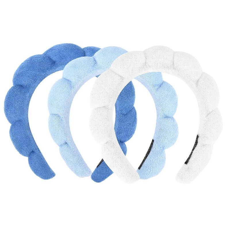 3 Pack Spa Terry Cloth Headbands – Puffy Hair Bands for Skincare, Makeup, and