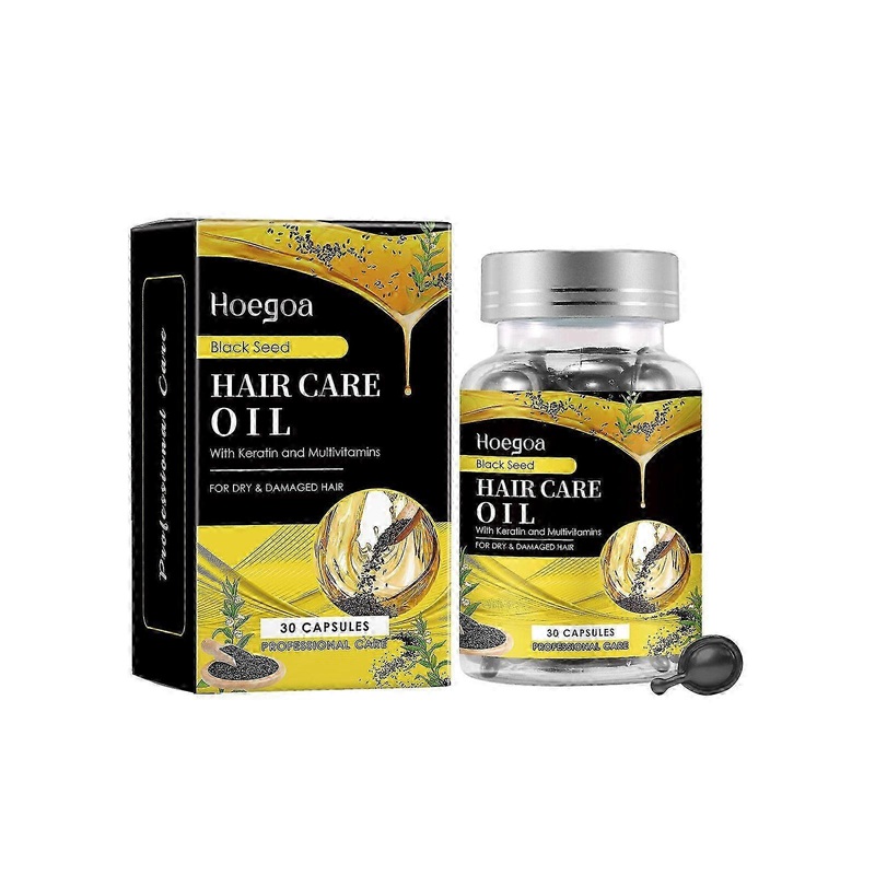 Hoegoa Black Sesame Oil Hair Care Capsules Nourishing Soft Repair Dry Frizzy and Smooth Hair Care Essence Oil 2025