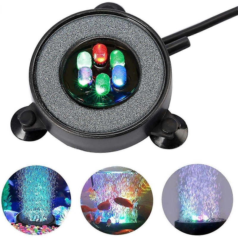 Multi-Colored LED Aquarium Air Bubble Light Fish Tank Air Curtain Bubble Stone Disk with 6 Color Changing