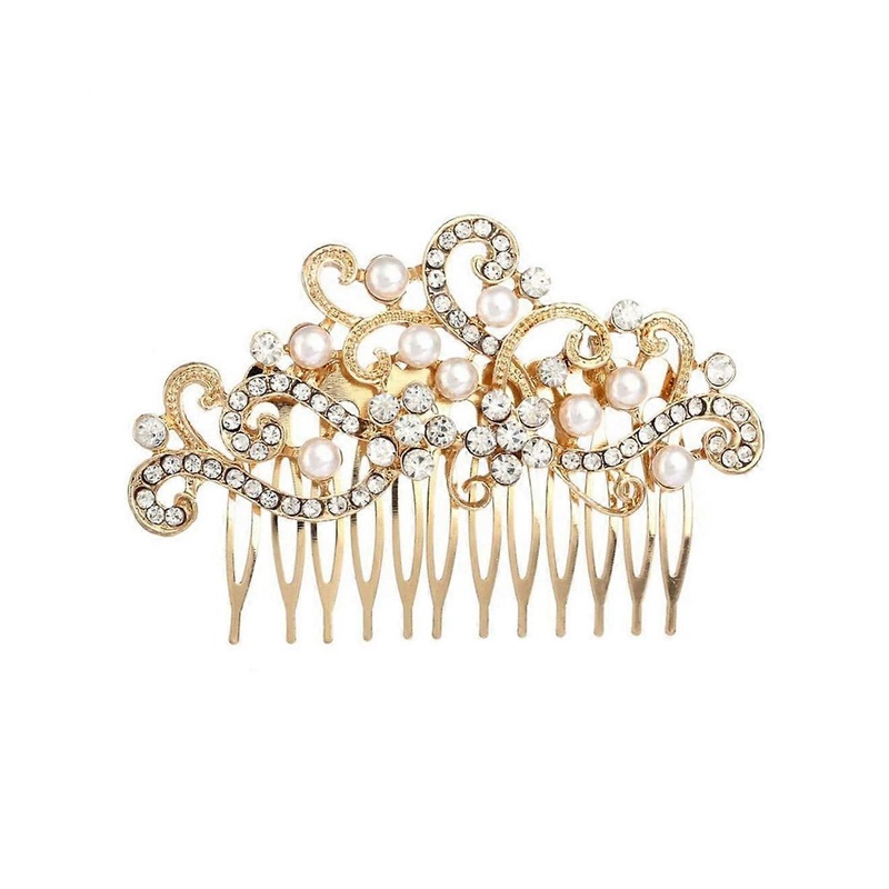 Rhinestone Jewelry Comb Bridal Headpiece Hair Clip Women Hair Accessories(Gold)
