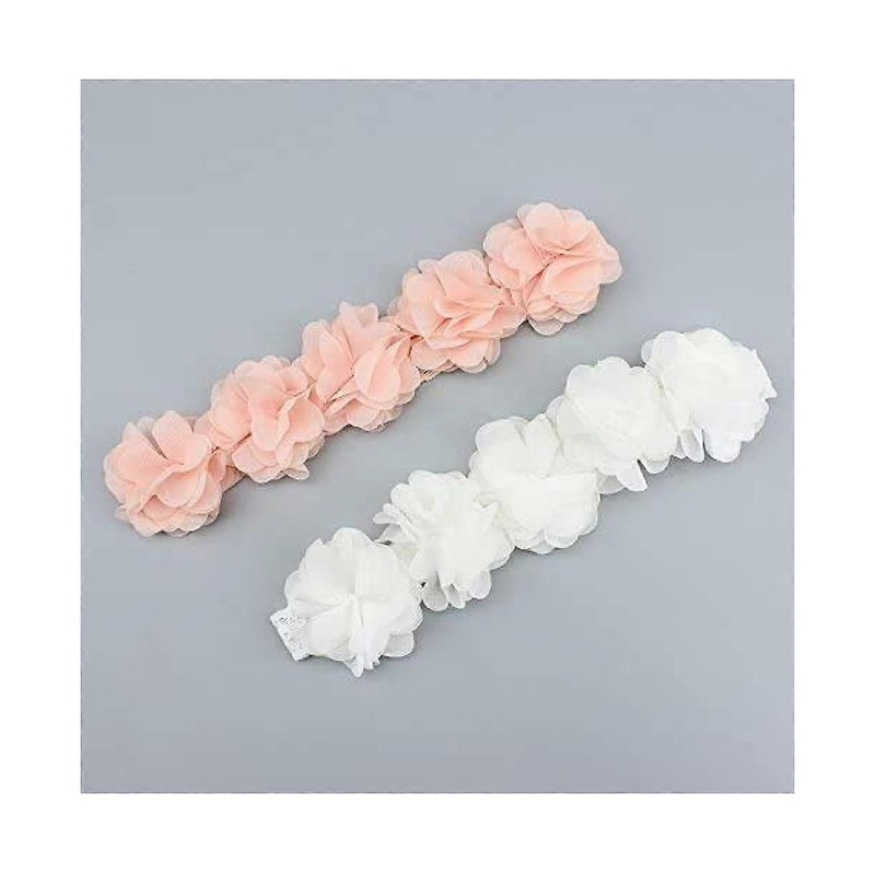 2 Pack Flower Headbands for Newborn Lace Petal Flower Hair Accessories Baby Gifts.