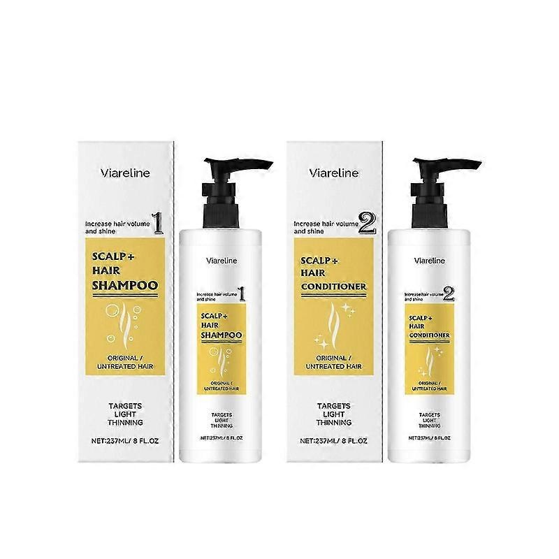 Scalp + Hair Thickening System Kit For Natural, Colored & Damaged Hair with Light to Progressed Thinning, Strengthen & Boost Hair Density, Shampoo+Con