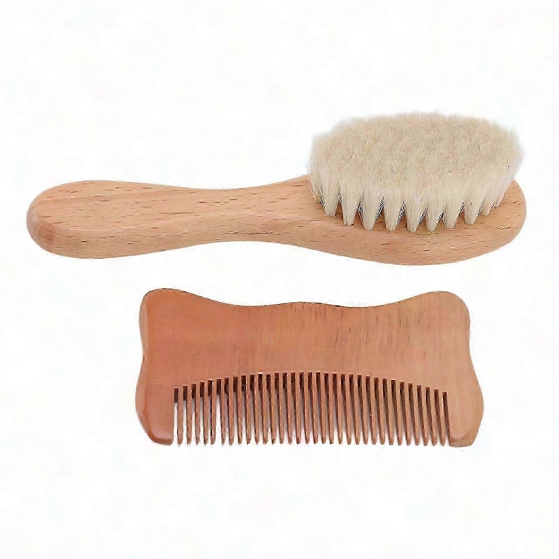 Wooden Hair Brush & Comb Set – Natural Baby & Beard Grooming Kit with Styling Oil Applicator – Soft Bristles for Daily Care