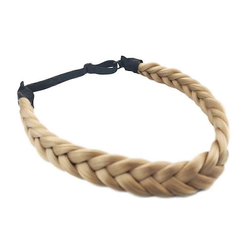 Synthetic Hair Braided Headband Classic Wide Plaited Braids Elastic Stretch Hairpiece for Women Girls