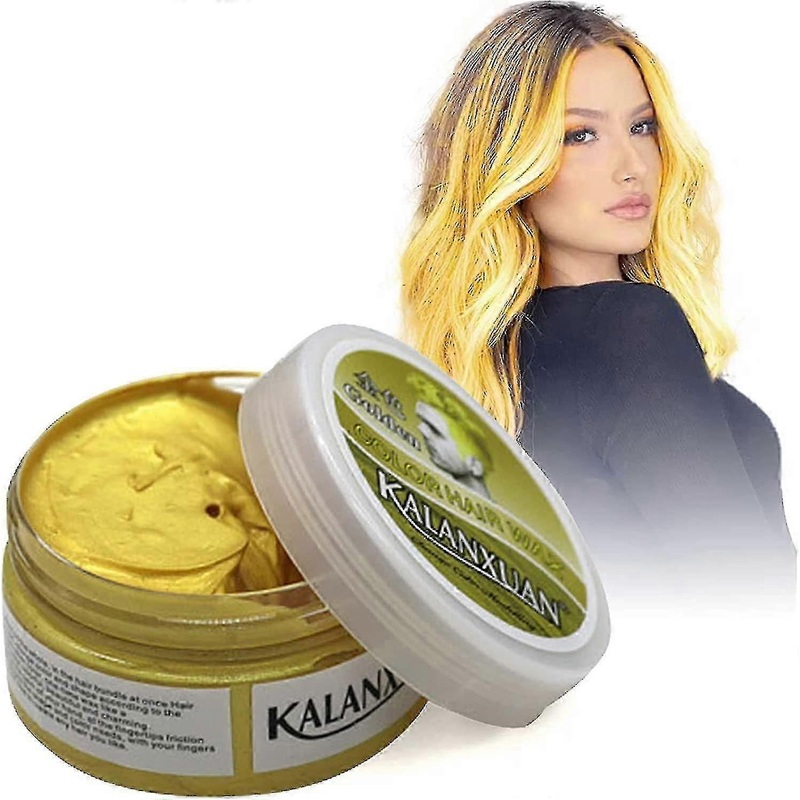 Temporary Hair Wax Colour, Gold Hair Dye, Gold Hair Wax Hair Style Dye Mud, Hair Spray Colour For Men Women Instant Styling