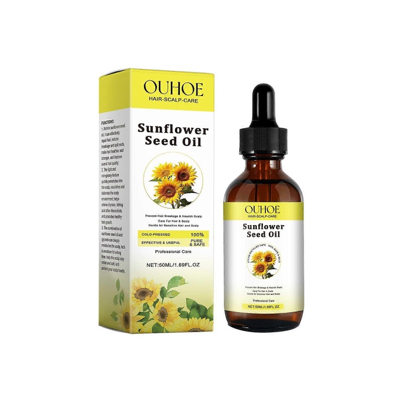 Ouhoe Sunflower Seed Oil Hair Care Essential Oil Moisturizing Anti-Manic Nourishing Hair Care Essential Oil Soft Repair Hair Root