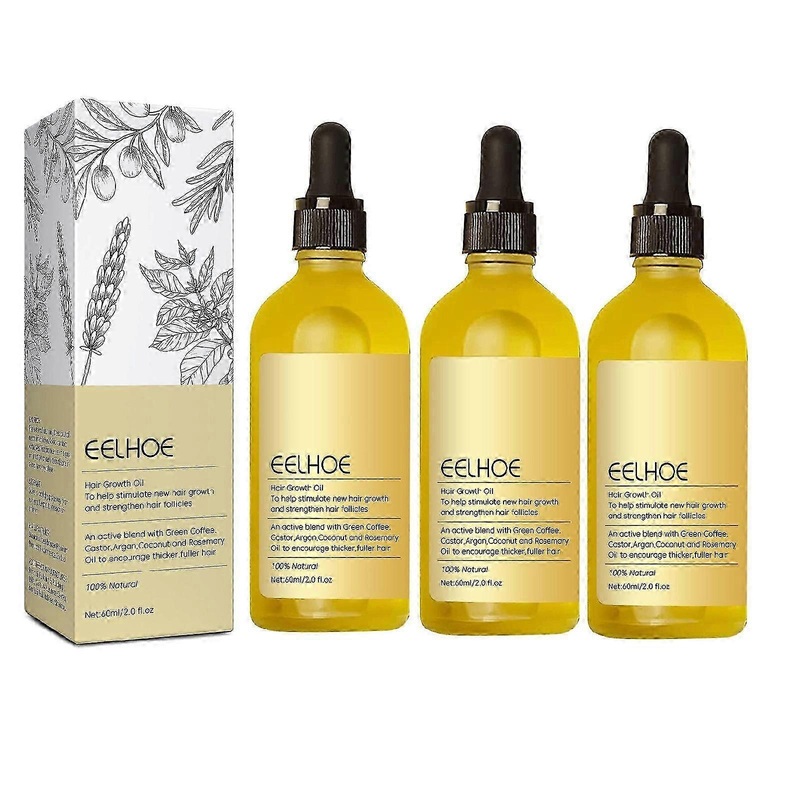 3Pcs Natural Hair Growth Oil, Veganic Organic Natural Hair Growth Oil 60ml-jc